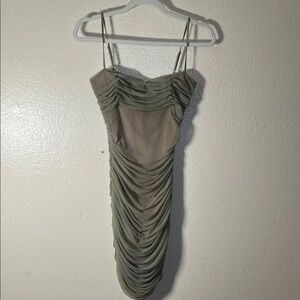 Babaton Olive Green Ruched Dress size 4